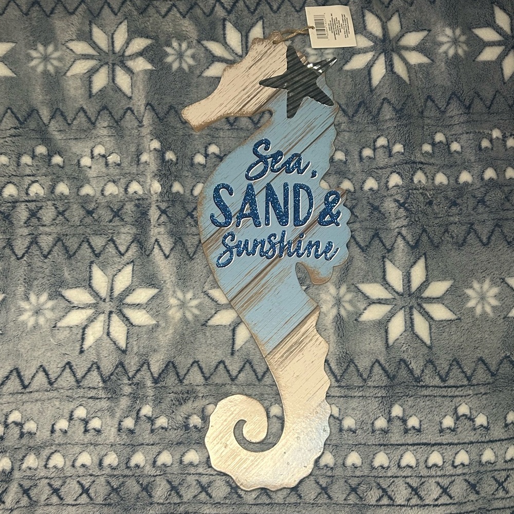 Blue and White Seahorse Wall Decor